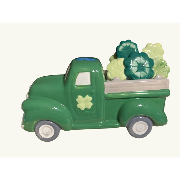 St. Patricks Day Ceramic Green Truck With Shamrocks By Kohls - Picture 6 of 11